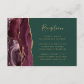 Moderne Bourgondische gouden agaat groene bruiloft Informatiekaartje (Voorkant)