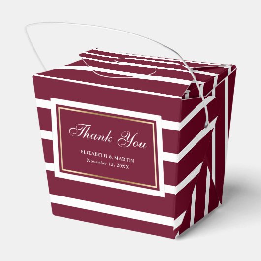 Moderne Bourgondische gouden bruiloft dank u Bedankdoosjes (Achterkant)