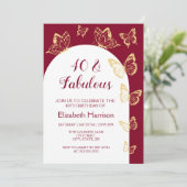 Moderne Bourgondische gouden vlinder Fabulous verj Kaart (Staand voorkant)