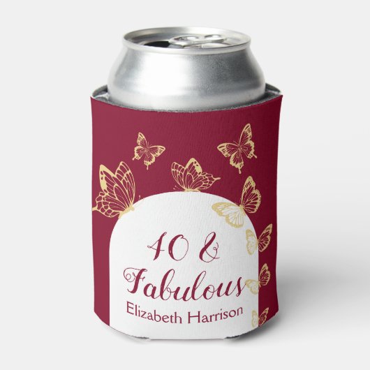 Moderne Bourgondische gouden vlinders Fabulous ver Blikjeskoeler (Blikje Voorkant)