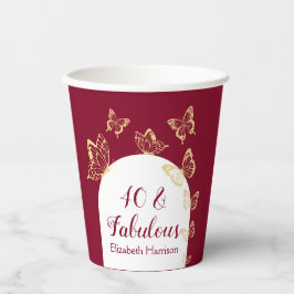 Moderne Bourgondische gouden vlinders Fabulous ver Papieren Bekers