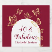 Moderne Bourgondische gouden vlinders Fabulous ver Sparkling Wijnetiket (Enkel label)