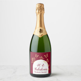 Moderne Bourgondische gouden vlinders Fabulous ver Sparkling Wijnetiket
