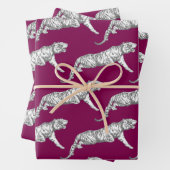 Moderne  Bourgondische grijze tijger Inpakpapier Vel (In situ)