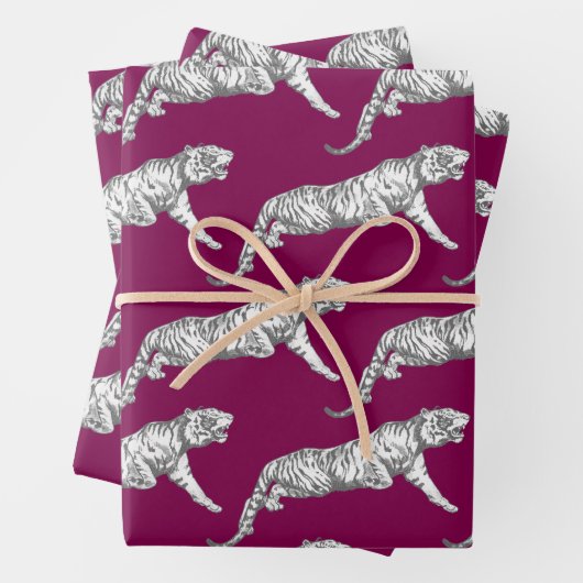 Moderne  Bourgondische grijze tijger Inpakpapier Vel (In situ)