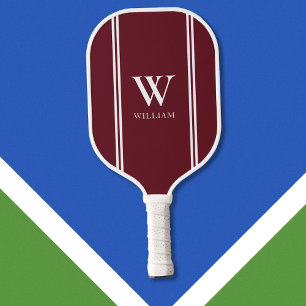 Moderne Bourgondische Initiaal naam Monogram Pickleball Paddle