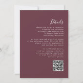 Moderne Bourgondische kalligrafie QR Code Wedding Kaart (Achterkant)
