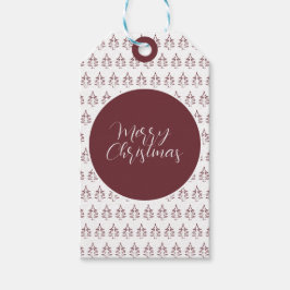 Moderne Bourgondische Kerstboom Cadeaulabel