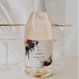 Moderne Bourgondische marine bruiloft mousserende  Sparkling Wijnetiket