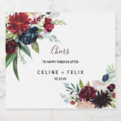 Moderne Bourgondische marine bruiloft mousserende  Sparkling Wijnetiket (Enkel label)