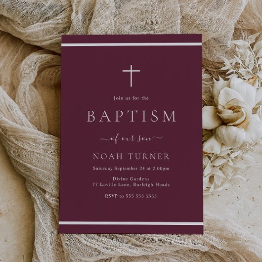 Moderne Bourgondische Maroon doop Witte grens Kaart