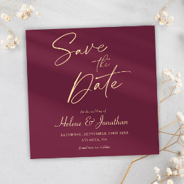 Moderne Bourgondische minimalistische elegante bru Save The Date