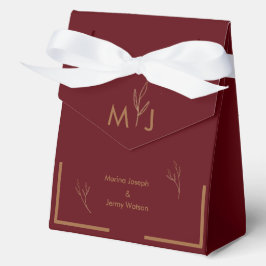 Moderne Bourgondische Minimalistische Monogram Fav Bedankdoosjes