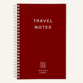 Moderne Bourgondische Monogram Reizen Notitieboek (Voorkant)
