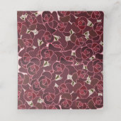 Moderne Bourgondische Roos Floral Wedding Plaatskaartje (Binnenkant ongevouwen)