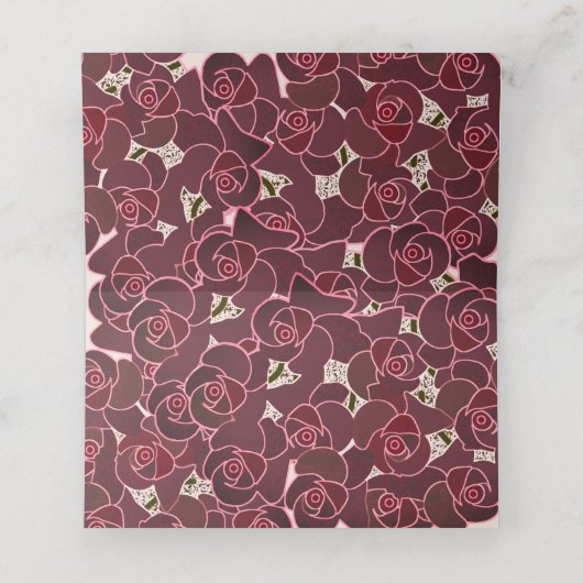 Moderne Bourgondische Roos Floral Wedding Plaatskaartje (Binnenkant ongevouwen)