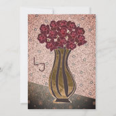 Moderne Bourgondische Roos Vaas Floral Engagement  Kaart (Achterkant)