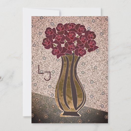 Moderne Bourgondische Roos Vaas Floral Engagement  Kaart (Achterkant)