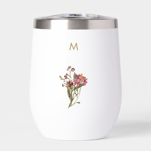 Moderne Bourgondische roze bloemige Waterverf Mono