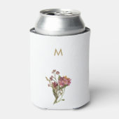 Moderne Bourgondische roze bloemige Waterverf Mono Blikjeskoeler (Blikje Voorkant)