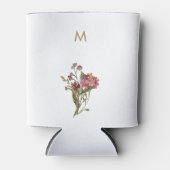 Moderne Bourgondische roze bloemige Waterverf Mono Blikjeskoeler (Voorkant)