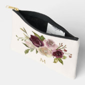 Moderne Bourgondische roze bloemige Waterverf Mono Etui (Open)