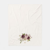 Moderne Bourgondische roze bloemige Waterverf Mono Fleece Deken (Voorkant)