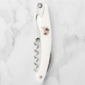 Moderne Bourgondische roze bloemige Waterverf Mono Kurkentrekker (Voorkant)