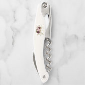 Moderne Bourgondische roze bloemige Waterverf Mono Kurkentrekker (Achterkant)