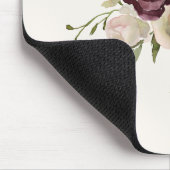 Moderne Bourgondische roze bloemige Waterverf Mono Muismat (Hoek)