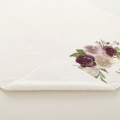 Moderne Bourgondische roze bloemige Waterverf Mono Sherpa Deken (3/4)