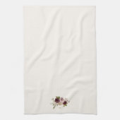 Moderne Bourgondische roze bloemige Waterverf Mono Theedoek (Verticaal)