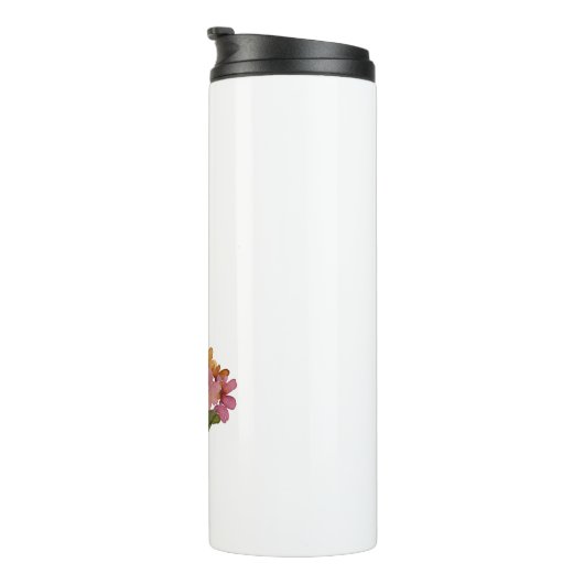 Moderne Bourgondische roze bloemige Waterverf Mono Thermosbeker (Geroteerd rechts)