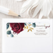 Moderne Bourgondische rozen Lente Huwelijk Etiket (Insitu)