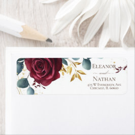 Moderne Bourgondische rozen Lente Huwelijk Etiket