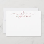 Moderne Bourgondische Script Monogram Initialen Notitiekaartje (Voorkant)