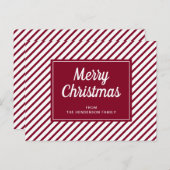 Moderne Bourgondische strepen Vrolijk kerstfeest Briefkaart (Voorkant / Achterkant)
