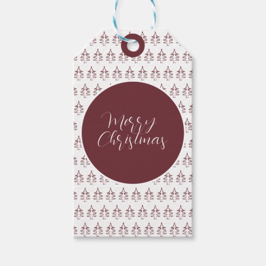 Moderne Bourgondische vrolijke kerstboom Cadeaulabel (Voorkant)