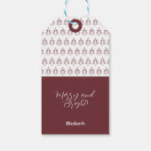 Moderne Bourgondische vrolijke kerstboom Cadeaulabel (Achterkant)