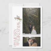 Moderne Bourgondische vrolijke kersttypografie 2 F Feestdagenkaart (Voorkant)