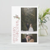 Moderne Bourgondische vrolijke kersttypografie 2 F Feestdagenkaart (Staand voorkant)