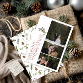 Moderne Bourgondische vrolijke kersttypografie 3 F Feestdagenkaart