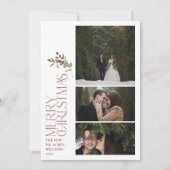 Moderne Bourgondische vrolijke kersttypografie 3 F Feestdagenkaart (Voorkant)