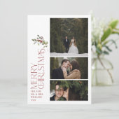 Moderne Bourgondische vrolijke kersttypografie 3 F Feestdagenkaart (Staand voorkant)