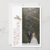 Moderne Bourgondische vrolijke kersttypografie Fot Feestdagenkaart (Voorkant)