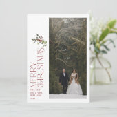 Moderne Bourgondische vrolijke kersttypografie Fot Feestdagenkaart (Staand voorkant)