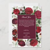 Moderne Bourgondische Waterverf Elegante bruiloft Bedankkaart (Voorkant)