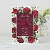 Moderne Bourgondische Waterverf Elegante bruiloft Bedankkaart (Staand voorkant)