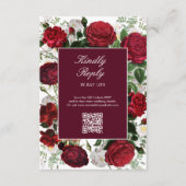 Moderne Bourgondische Waterverf Elegante bruiloft Informatiekaartje (Voorkant)