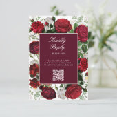 Moderne Bourgondische Waterverf Elegante bruiloft Informatiekaartje (Staand voorkant)